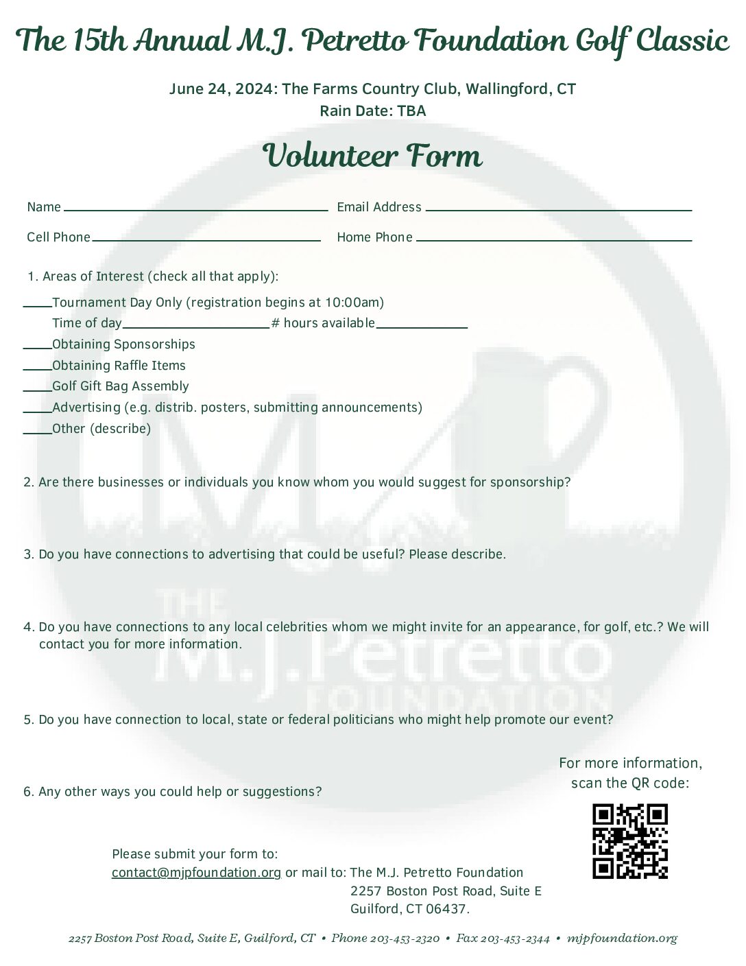 MJPF Volunteer Form